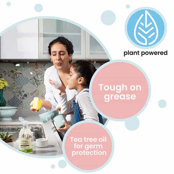 Koparo Dishwashing Liquid With Lime And Basil, Plant Based, Baby & Pet Safe|Refill Pack - 750 Ml X 2