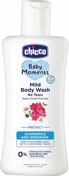 Chicco Baby Moments Mild Body Wash Protect No Tears For Soft Skin No Tears Soap Free 0M+ 100Ml