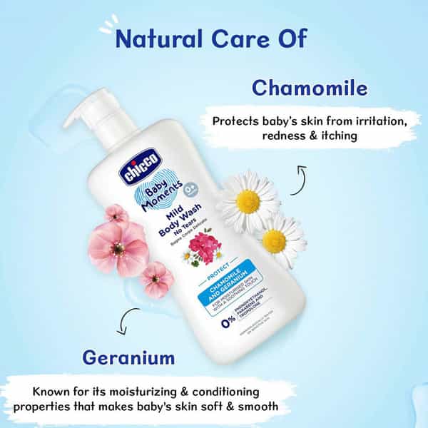 Chicco Baby Moments Mild Body Wash Protect No Tears For Soft Skin No Tears Soap Free 0M+ 100Ml