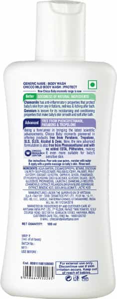 Chicco Baby Moments Mild Body Wash Protect No Tears For Soft Skin No Tears Soap Free 0M+ 100Ml