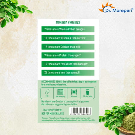 Dr. Morepen Moringa Leaf & Drum Stick Extract | Tablets | 60 No'S