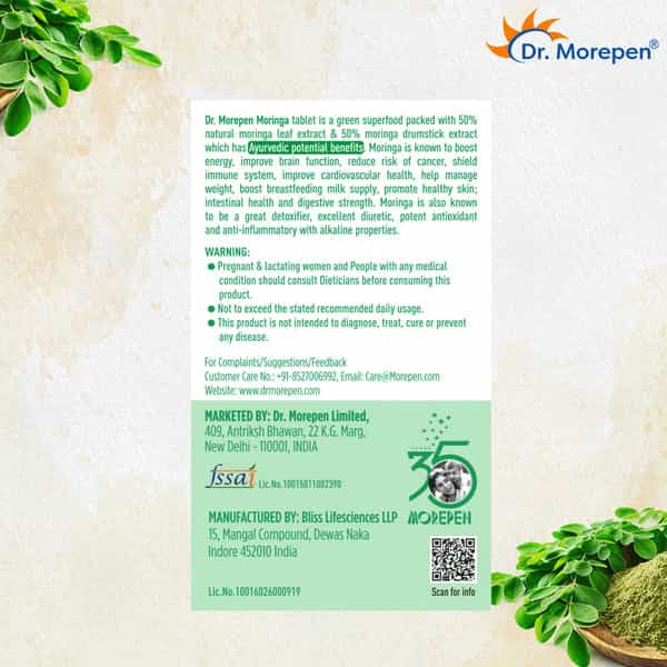 Dr. Morepen Moringa Leaf & Drum Stick Extract | Tablets | 60 No's