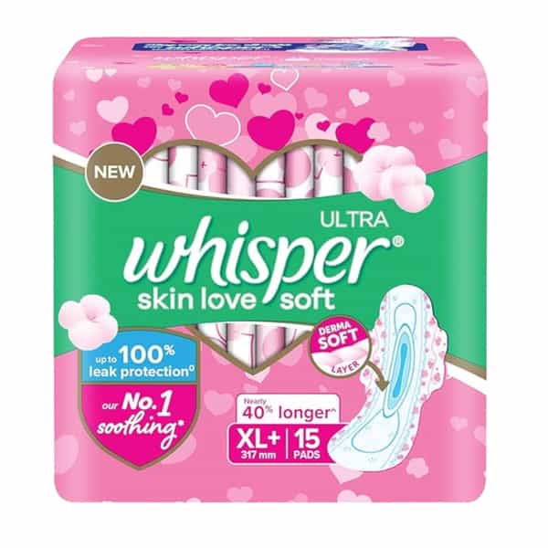 New Whisper Ultra Skin Love Soft Xl+ (317Mm) 15 Sanitary Pads