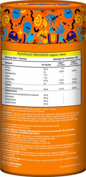 Mom & World Kidsy Vitamin C Gummies For Kids- 30 (Orange Flavoured) Gummies (Pack Of 2)