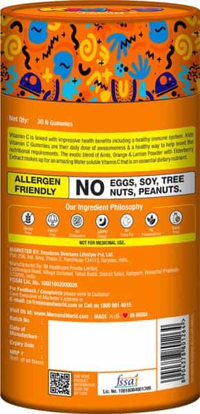 Mom & World Kidsy Vitamin C Gummies For Kids- 30 (Orange Flavoured) Gummies (Pack Of 2)