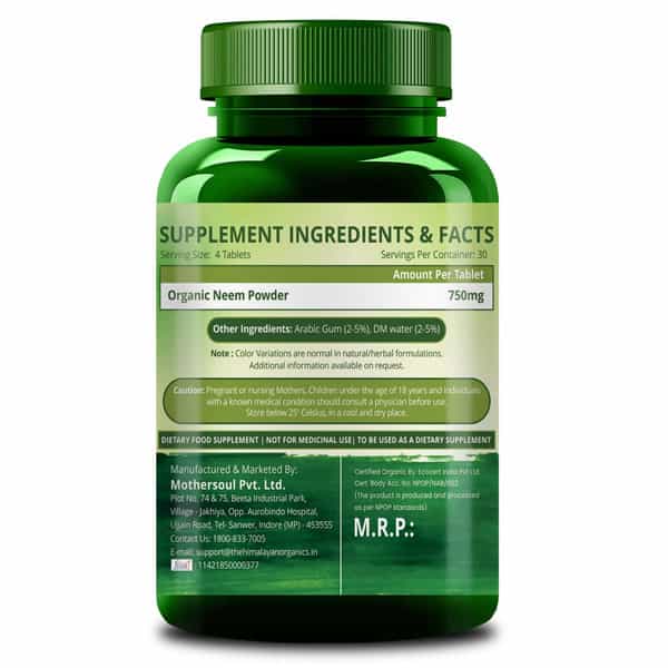 Himalayan Organics Organic Neem | Bottle | 120 Veg Tablets