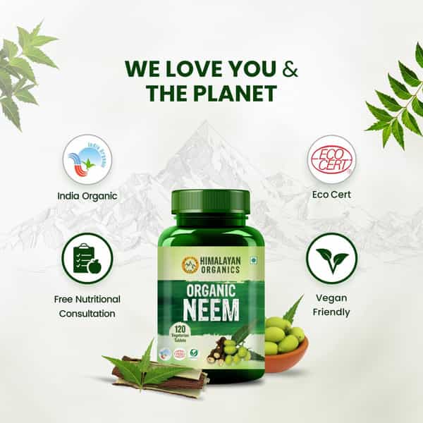Himalayan Organics Organic Neem | Bottle | 120 Veg Tablets