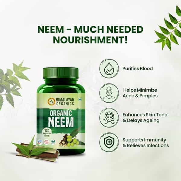 Himalayan Organics Organic Neem | Bottle | 120 Veg Tablets