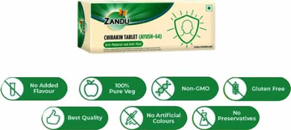 Zandu Chirakin (Ayush-64) Anti-Viral - 10 Tablets