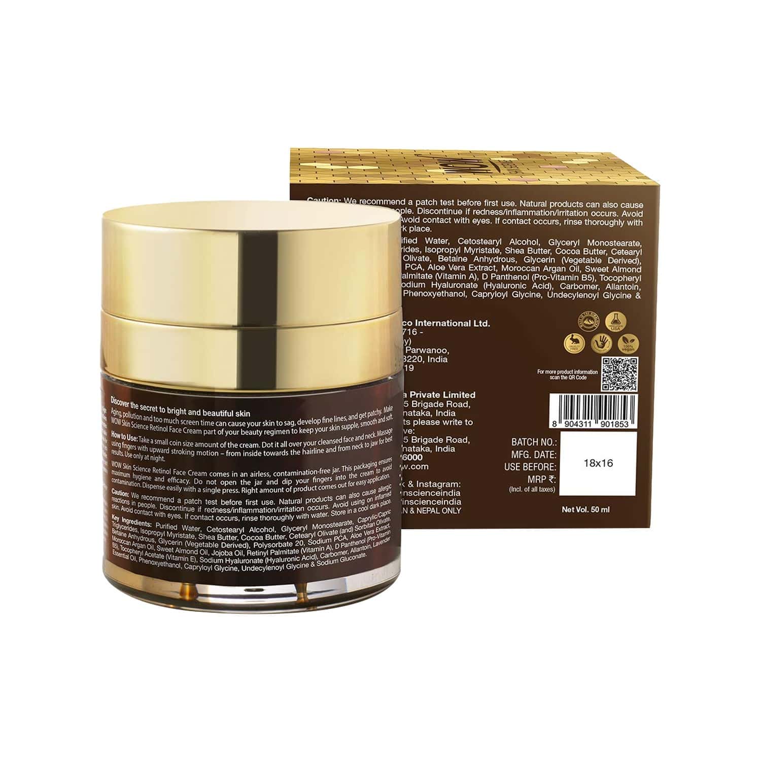 Buy Wow Skin Science Retinol Face Cream 50 Ml Online & Get Upto 60
