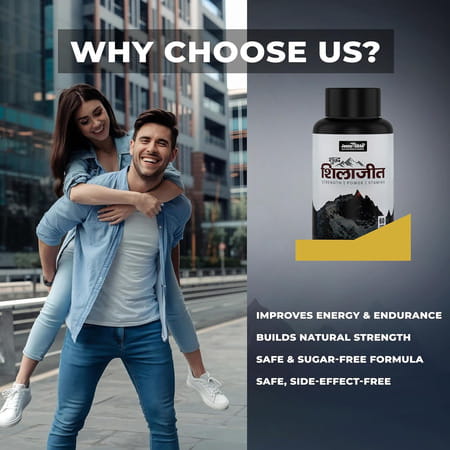 Jeena Sikho Pure Shilajit For Strength | Ayurvedic Power | Stamina Builder | 60 Capsules