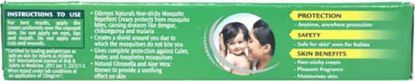 Dabur Odomos Naturals | Aloe Vera & Citronella | Non Sticky Mosquito Repellent Cream 23 Gm