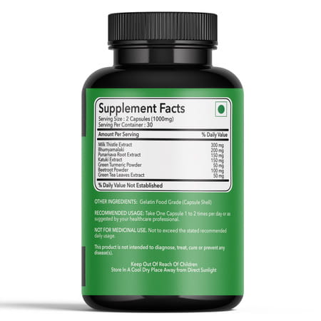 Fitness Veda Liver Health Supplement Capsules With Milk Thistle Extract For Fatty Liver