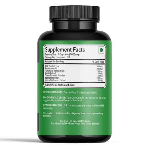 Fitness Veda Liver Health Supplement Capsules With Milk Thistle Extract For Fatty Liver