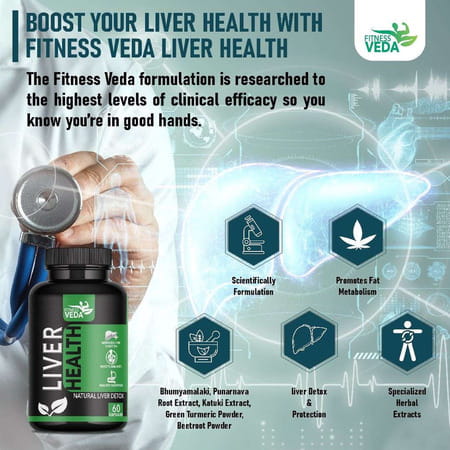 Fitness Veda Liver Health Supplement Capsules With Milk Thistle Extract For Fatty Liver