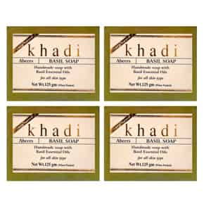 Khadi Abeers Herbal Handmade Basil Soap With Essential Oils | 125gm (pack Of 4)