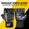 Musclexp Firm Stud Workout Gym Gloves Heavy Duty Absorbing Non-Odor Material Unisex (Jet-Black)