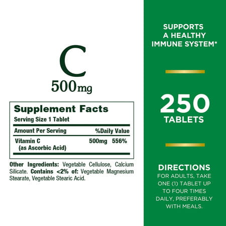 Nature's Bounty Vitamin C| Supports A Healthy Immune System| Vitamin Supplement| 500Mg | 250 Tablets