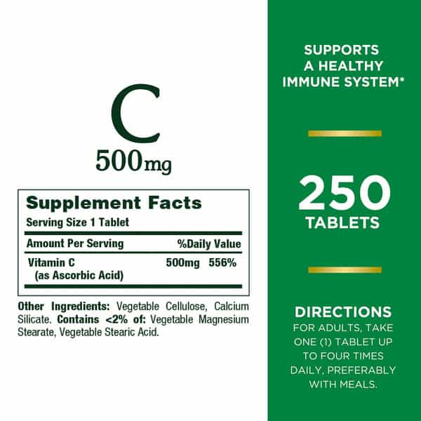 Nature's Bounty Vitamin C| Supports A Healthy Immune System| Vitamin Supplement| 500Mg | 250 Tablets