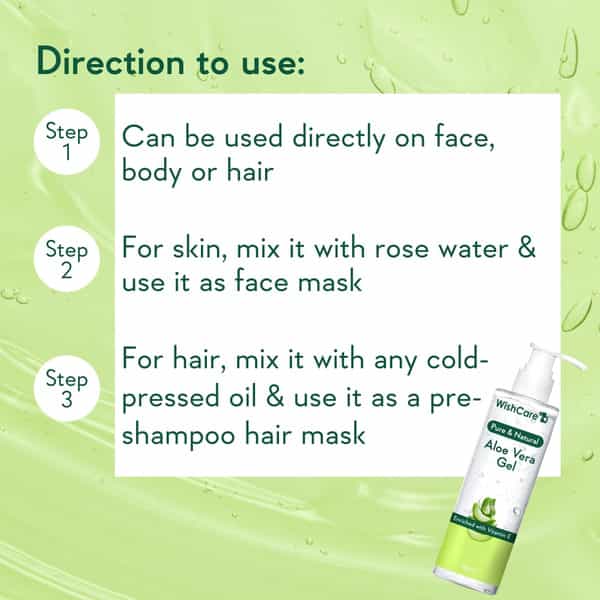 Wishcare Pure & Natural Aloe Vera Gel - Enriched With Vitamin E (200Ml)
