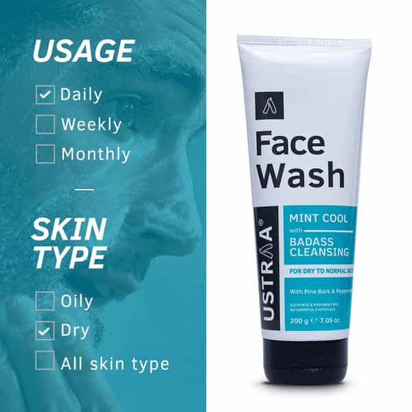 Ustraa Face Wash - For Dry Skin - 200 Gm