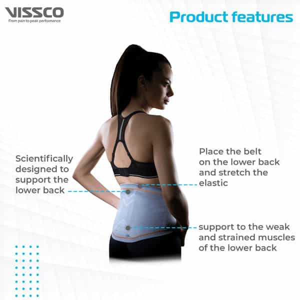 Vissco Lumbo Sacral Corset With Silicone Pressure For Optimum Compression - Large (Grey)