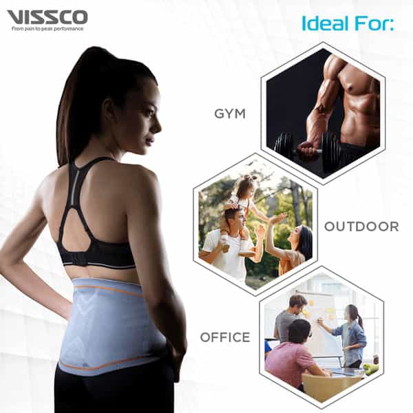 Vissco Lumbo Sacral Corset With Silicone Pressure For Optimum Compression - Large (Grey)