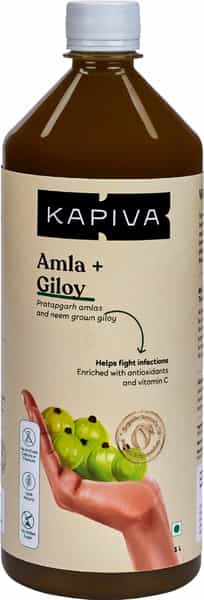 Kapiva Amla + Giloy Juice 1L|Natural Juice Made From Fresh Amlas And Neem-Grown Giloy