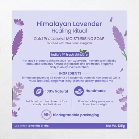 Nat Habit Himalayan Lavender Soap For Glowing Skin Cold Pressed Moisturising Soap (125g)