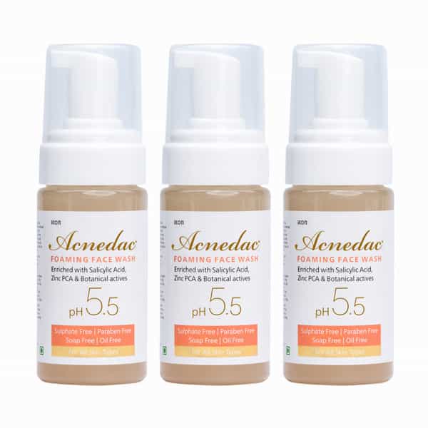 Acnedac Antiacne & Antipimple Foaming Face Wash 100 Ml | Salicylic Acid (Pack Of 3)