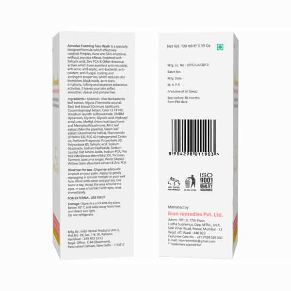 Acnedac Antiacne & Antipimple Foaming Face Wash 100 Ml | Salicylic Acid (Pack Of 3)