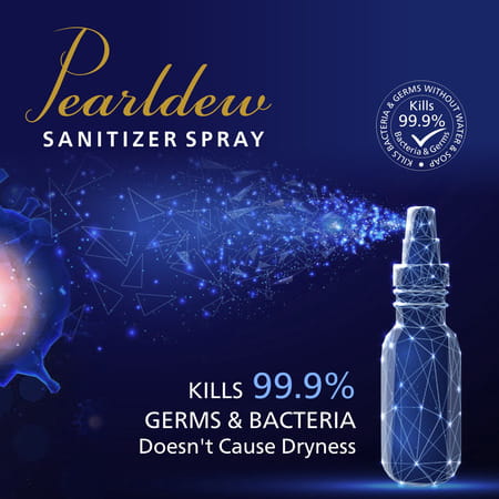 Pearldew Sanitizer Spray (Blueberry) 120 Ml | Aloe & Neem | Paraben Free (Pack Of 12)