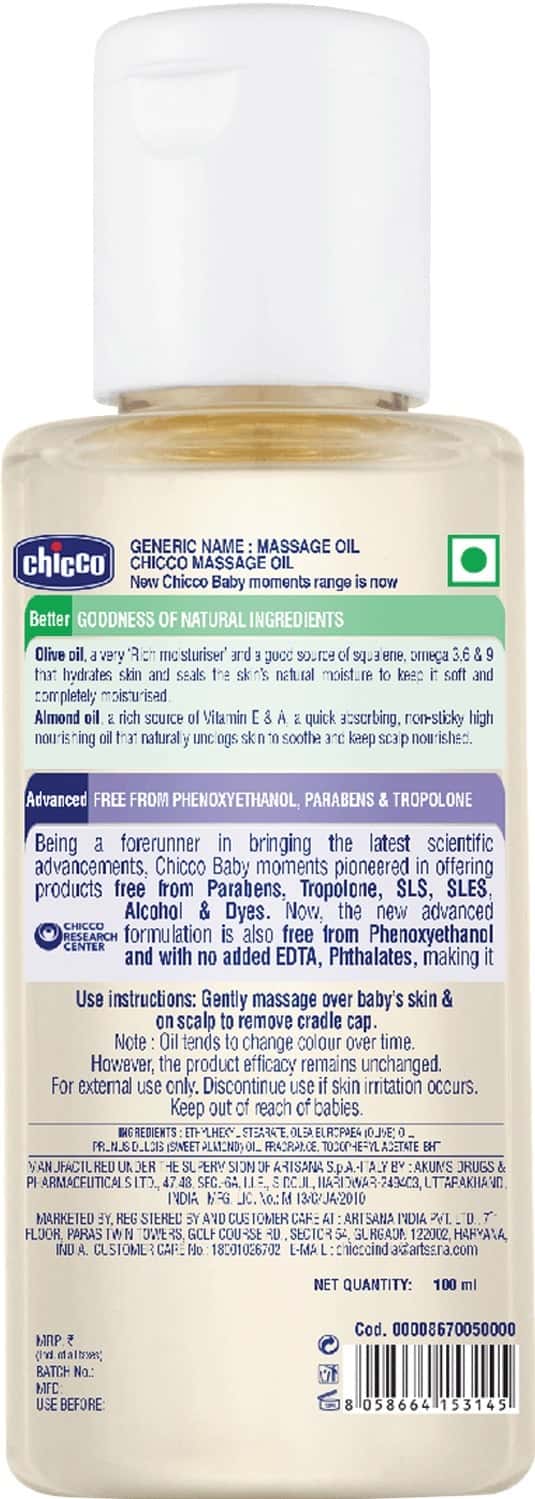 Buy CHICCO BABY MOMENTS MASSAGE OIL WITH NATURAL INGREDENTS FOR BABY`S