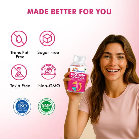 Dr. Morepen Biotin+ Advanced | For Hair Skin & Nails | Veg Tablets | 60 No'S