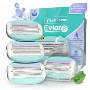 Letsshave Evior 6 Razor Blade Refills For Women (pack Of 4) | Mid-flex Blades & Dual Moisture Bar