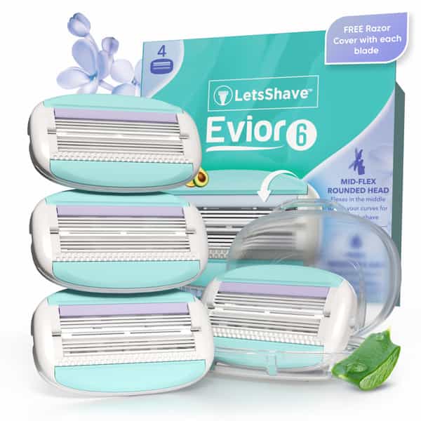 Letsshave Evior 6 Razor Blade Refills For Women (Pack Of 4) | Mid-Flex Blades & Dual Moisture Bar