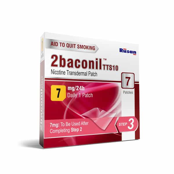 Rusan 2Baconil 7Mg | 3 Months Therapy Plan | Box | 7 Nicotine Transdermal Patch | Pack Of 12