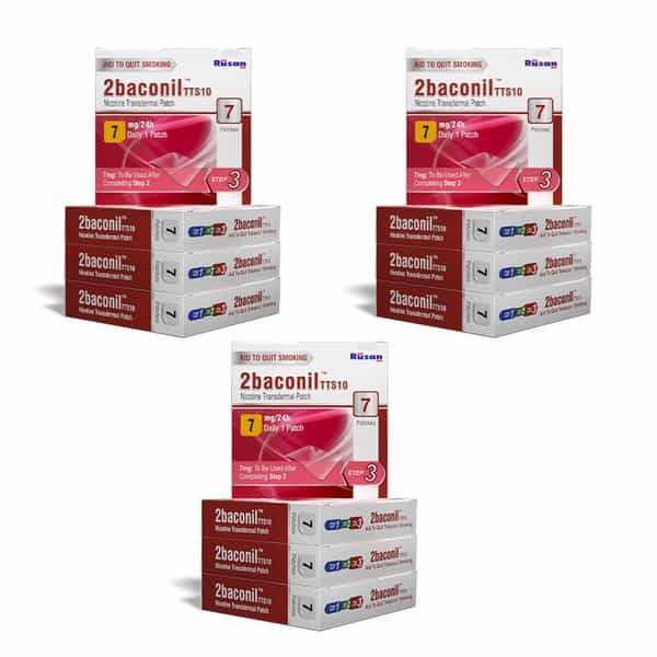 Rusan 2Baconil 7Mg | 3 Months Therapy Plan | Box | 7 Nicotine Transdermal Patch | Pack Of 12