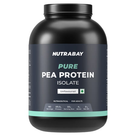 Nutrabay Pure Pea Protein Isolate 25.3G Protein 4G Bcaa 60 Servings Jar 2 Kg