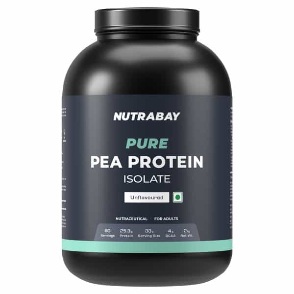 Nutrabay Pure Pea Protein Isolate 25.3G Protein 4G Bcaa 60 Servings Jar 2 Kg