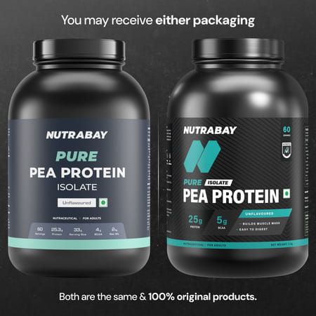 Nutrabay Pure Pea Protein Isolate 25.3G Protein 4G Bcaa 60 Servings Jar 2 Kg