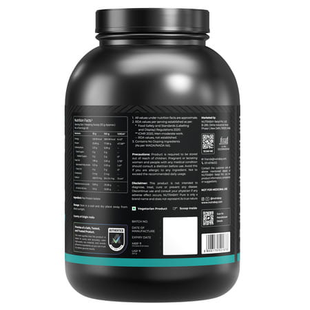 Nutrabay Pure Pea Protein Isolate 25.3G Protein 4G Bcaa 60 Servings Jar 2 Kg