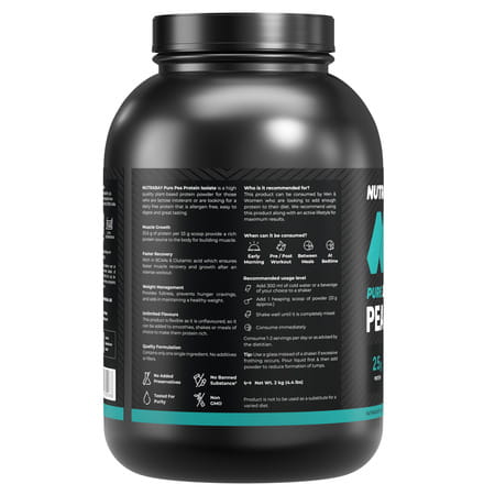 Nutrabay Pure Pea Protein Isolate 25.3G Protein 4G Bcaa 60 Servings Jar 2 Kg