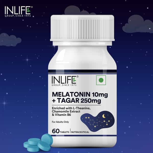 Inlife Melatonin 10Mg With Tagar 250Mg | May Support Restful Sleep | Relaxation | 60 Tablets