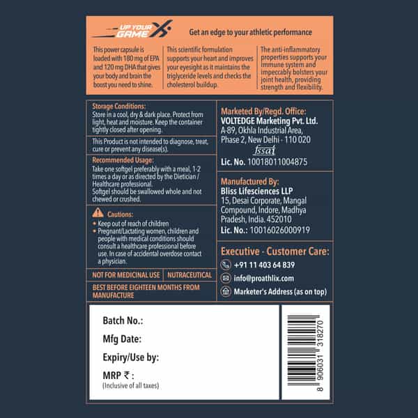 Proathlix Omega 3 Fish Oil Softgels 90 N