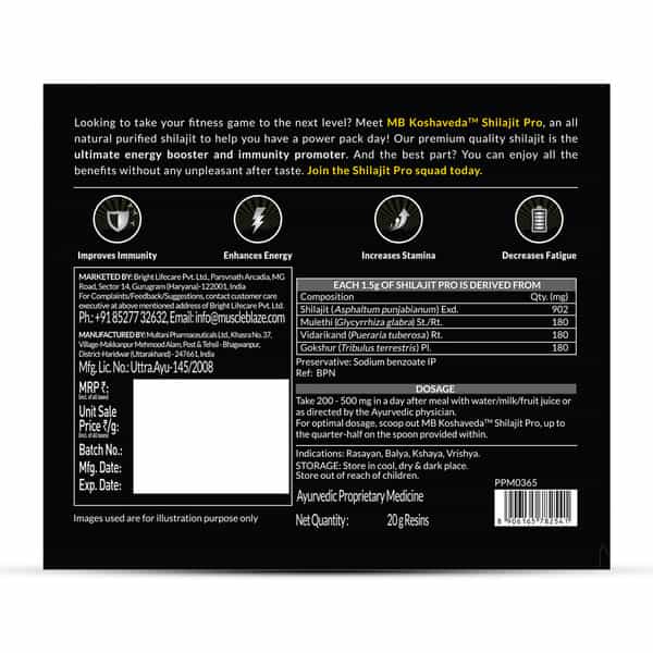 Muscleblaze Koshaveda Ashwagandha 500Mg | 60 Tablets With Shilajit Pro | 20 G Resin | For Immunity