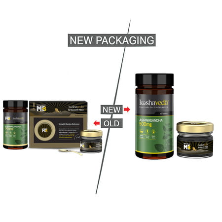 Muscleblaze Koshaveda Ashwagandha 500mg | 60 Tablets With Shilajit Pro | 20 G Resin | For Immunity