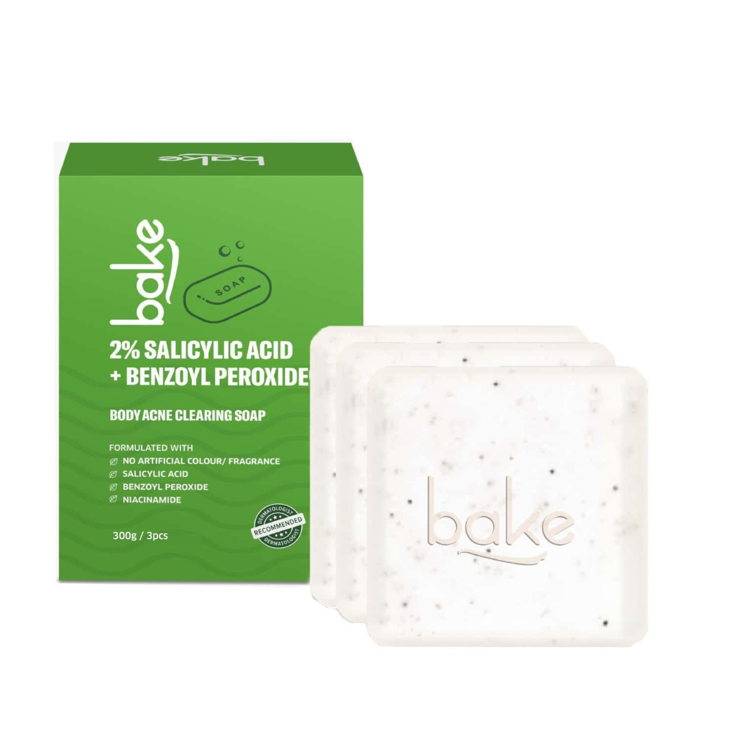 Bake 2% Salicylic Soap With Niacinamide For Body Acne & Dark Spots (pack Of 3)