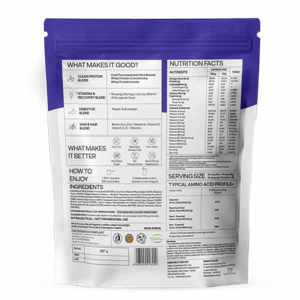 Oziva Protein & Herbs For Men Chocolate 1Kg | For Muscle Building Clean
