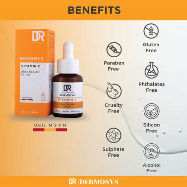 Dermosys Vitamin C Glow Booster Serum For Brightening & Depigmentant | For All Skin Types - 30Ml